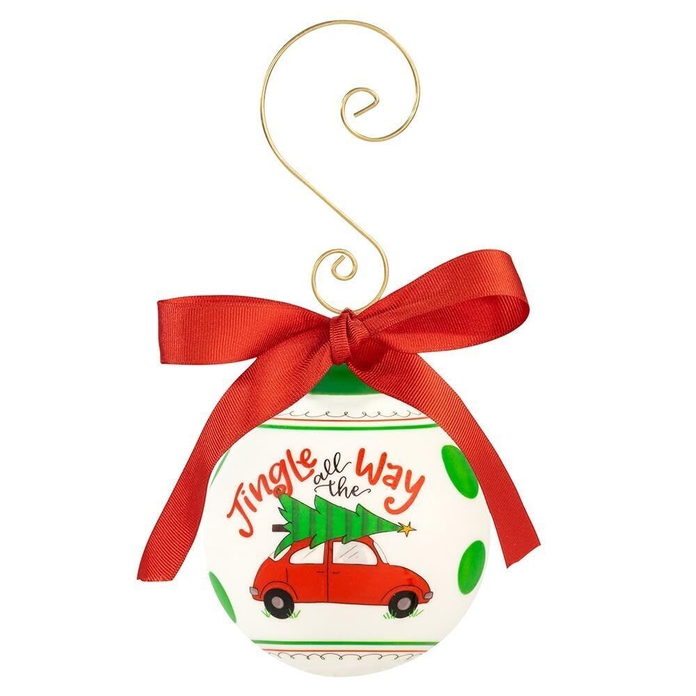 Jingle All The Way Ceramic Painted Ball Ornament